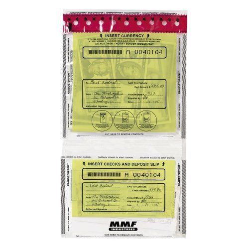 Mmf industries tamper-evident twin deposit bags, 9.5 x 17.5 inches, 100 bags per for sale