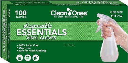 Clean Ones Disposable Essentials Latex-free Vinyl Gloves 100ct - One Size Fit...