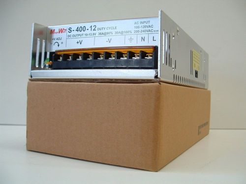 36 Amp 12 Volt 13.8V  DC Power Supply S-400-12 Adj. Voltage Real USA MegaWatt 01