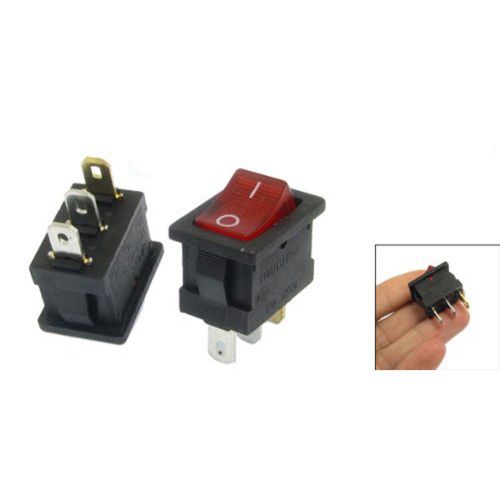 5 pcs red light illuminated on/off 2 position spst boat rocker switch 3 pin new for sale