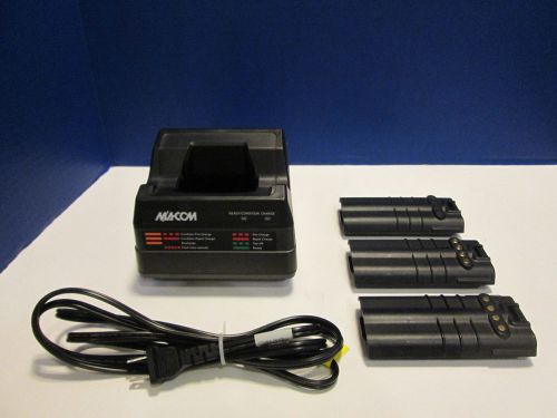 3 Batteries w/  M/A-COM Tri-chem Charger Model CH-104560-026 MACOM