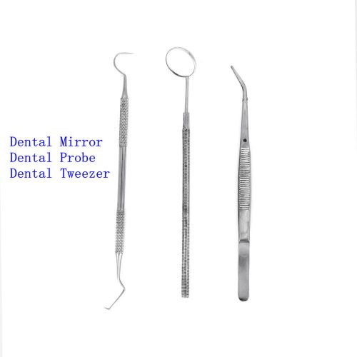 3 pc dental tool set kit dentist mirror teeth clean pick inspection mirror new for sale