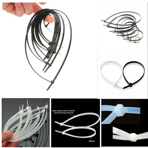 100x nylon plastic zip trim wrap cable loop ties tie wraps wire self locking new for sale