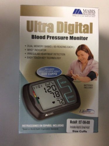 Mabis ultra digital blood pressure monitor w/ 2 person memory + 2 cuffs for sale
