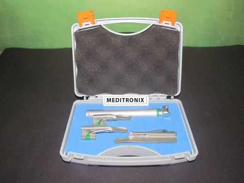 MILLER FIBEROPTIC PEDIATRIC Laryngoscope Set of 3 Blades and AA HANDLE