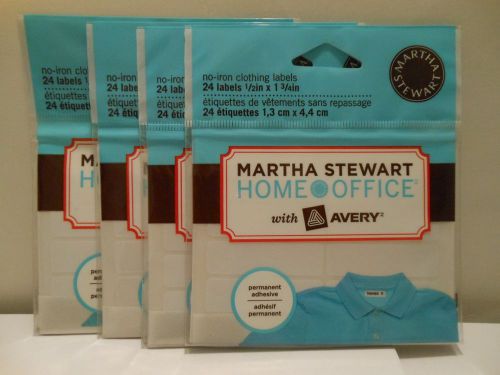 4 PACKS Martha Stewart Office Avery No-Iron Clothing Labels 1/2&#034; x 1-3/4&#034;  24/pk