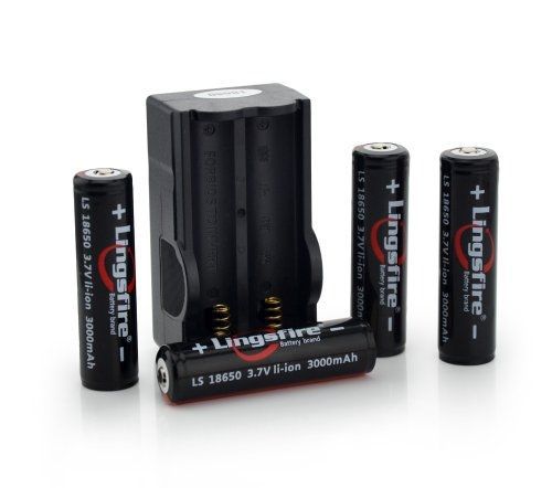 LingsFire® 4pcs high power capacity 3.7V 18650 3000 mAh Rechargeable Li-ion