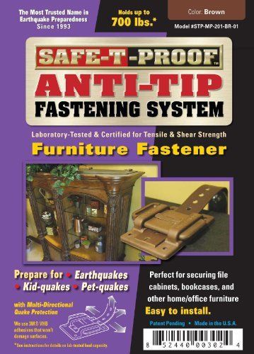 NEW Safe T Proof Anti Tip Fastening System Furniture Fastener Brown