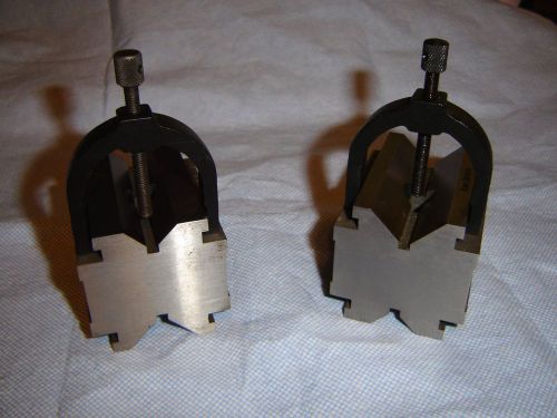 BROWN &amp; SHARPE V BLOCKS # 599-750-5  WITH CLAMPS MATCHED SET.