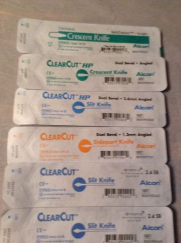 ALCON CRESCENT SLIT SIDEPORT KNIVES TOTAL QUANTITY 6 EXPIRATION 2017 NEW