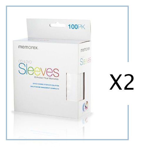 2 Memorex CD/DVD Sleeves, 100/Pack - MEM01961 BEST PRICE EVER!