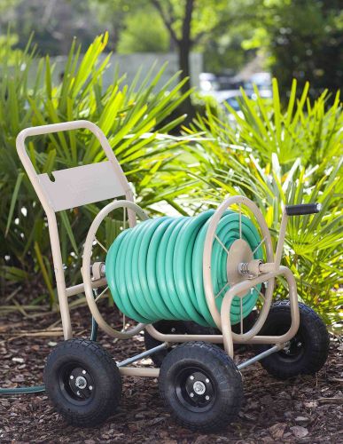 4 wheel garden hose reel cart truck landscaping watering hydrant outdoor yard for sale