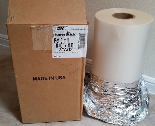 5mil laminating film gloss 2 rolls 18&#034; x 1000&#039; 3&#034; core thermal laminator new for sale