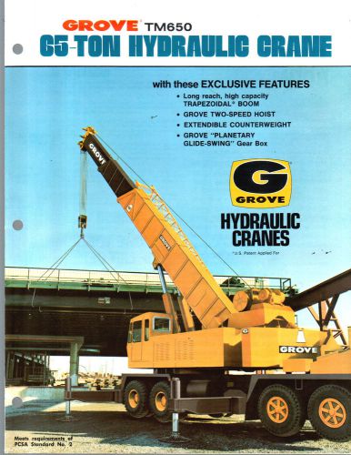 1972 GROVE TM650 65 TON CRANE BOOM CONSTRUCTION EQUIPMENT BROCHURE