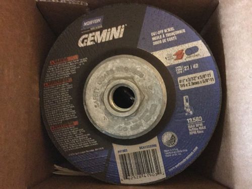 Norton gemini grinding cut off wheel, 4.5&#034; x 3/32&#034; x 5/8-11 hub for sale