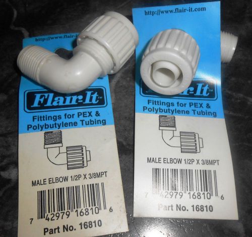 (12) flair-it male elbows 1/2&#034; p 3/8&#034; mpt pex polybutylene tubing fittings 16810 for sale
