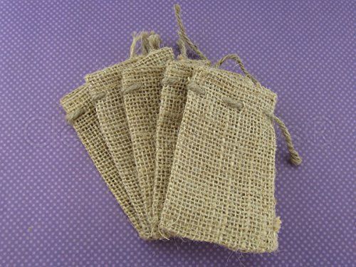 CleverDelights 2&#034; x 3&#034; Burlap Bags with Natural Jute Drawstring - 100 Pack - Bag