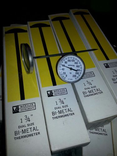 Weksler Bi-Metal Thermometer, 1 3/4 Inch Dial, 5-Inch Stem, 0 - 220 Degrees F