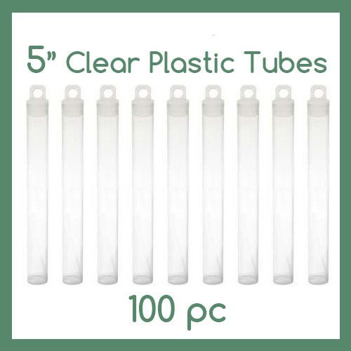 5 Inch Clear Plastic Storage Tubes for Beads and Crafts, Comes with hanging lids