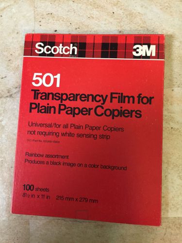 3M SCOTCH 501 TRANSPARENCY COLORED FILM PLAIN PAPER COPIERS 100 sheets RAINBOW