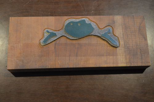 Vintage Letterpress Frog Shrug 8.5x3 In Wood Cut Printing Block