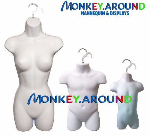 LOT 3 White Mannequin-Female Child Toddler-Dress Body Forms Display Women Unisex
