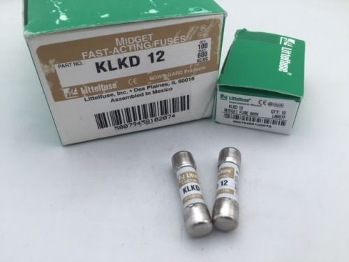 Klkd12 – littelfuse, 12 amp 600vac, fast acting midget fuse, (size: 5ag) for sale