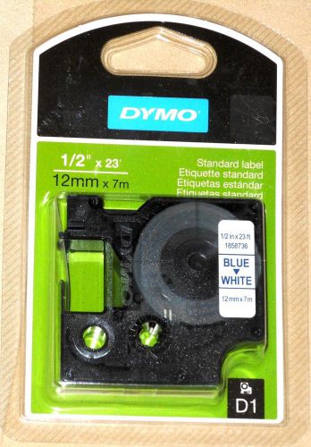 3 Packs Dymo 1858736 Standard D1 Labels Blue on White Tape 1/2&#034; x 23&#039; New