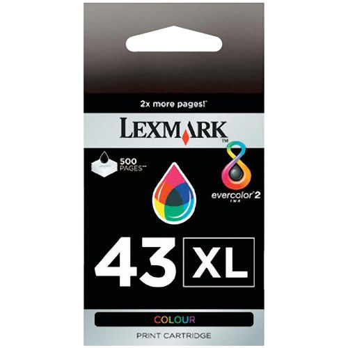 LEXMARK 43XL 18Y0143  COLOR PRINTER CARTRIDGE YIELDS UP TO 500 PAGES NEW IN BOX