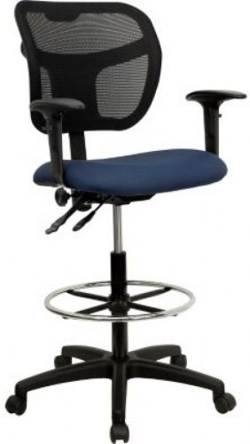 Flash Furniture Navy Blue Fabric And Mesh Drafting Stool W/ ArmsFlash Furniture