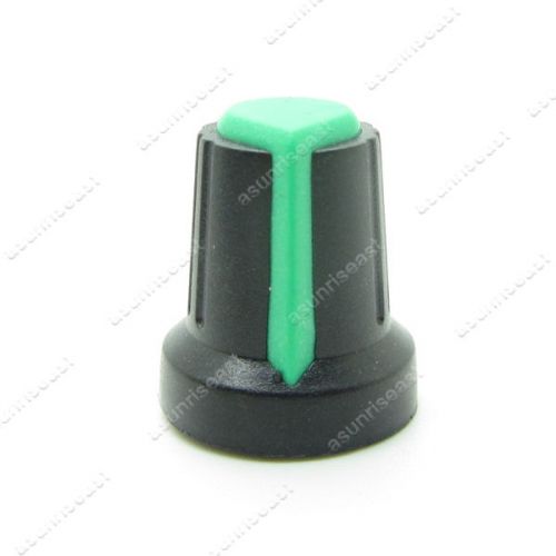 10 x Potentiometer Pot Knob Black With Green Pointer for 6mm Split Splined Shaft