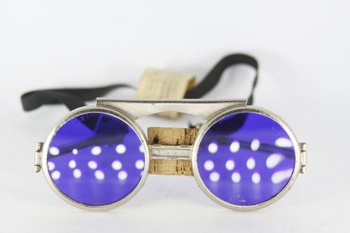 Vtg melters safety googles glasses metal workers cobalt blue lenses exc for sale