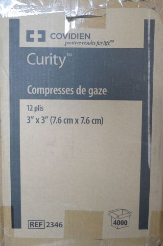 Covidien curity gauze sponges 12 ply 3&#034;x3&#034; non-sterile 2346 case 4000 for sale