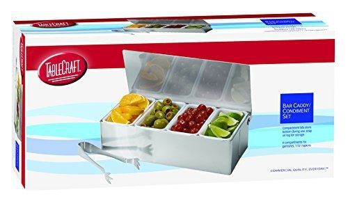 TableCraft H1604 4 Compartment Bar Caddy With Tongs