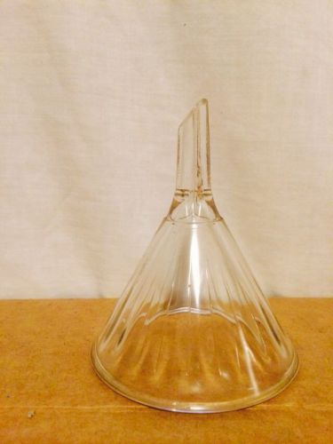 Vintage 8oz ribbed glass funnel slanted glass lab of pharmacy for sale