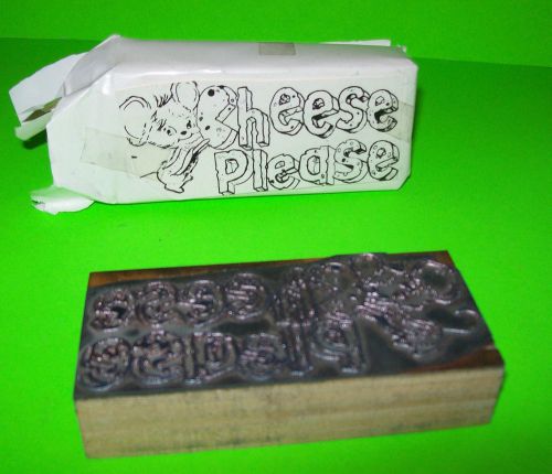 VINTAGE CHEESE PLEASE PRINTERS PLATE PRINT BLOCK INK STAMP MOUSE HOLDING CHEESE