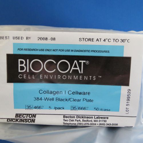 Pack/5 Corning BioCoat Collagen I 384 Well Black/Clear FB  TC Microplates 354667