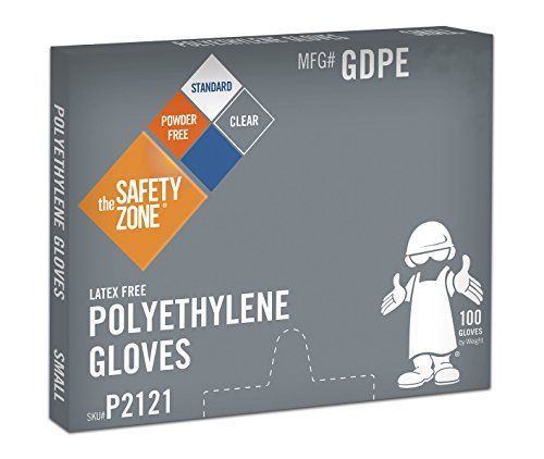 Disposable PE Gloves, Clear High-Density Polyethylene, Plastic, Powder-Free, Lat