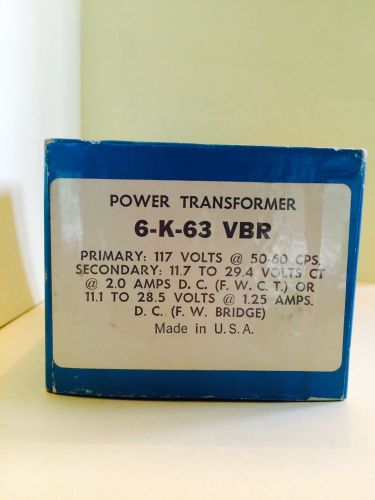 ALLIED ELECTRONIC POWER TRANSFORMER 6-K-63 VBR 117 VOLTS  * NEW OLD STOCK *