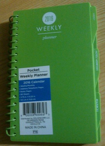 2016 Weekly / Monthly Planner Calendar Purse Fit Size 6.25&#034; x 3.75&#034; GREEN