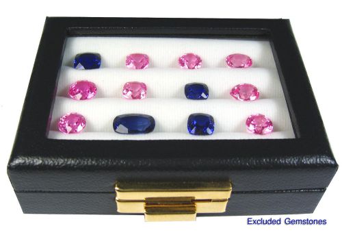 Top glass carry travel display box show case gemstone color gem 10x7.5cm 3 rows for sale