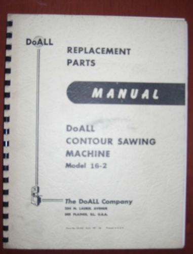 DoAll 16-2 Vertical Contouring Saw Parts Manual
