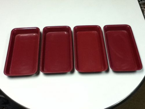 Deli restaurant bar rectangular burgundy serving tray platter bowl set of 4  AA8