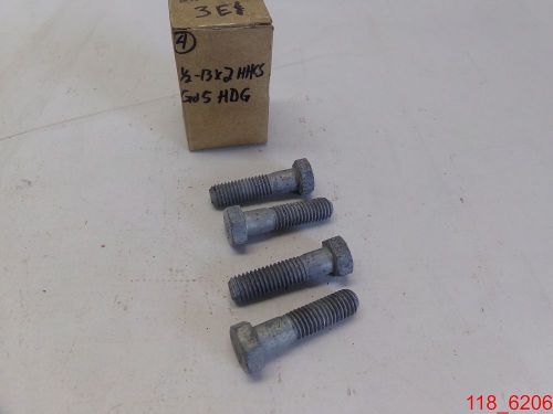 Qty=4 1/2-13 x 2 hex head cap screws bolts grade 5 plain steel for sale