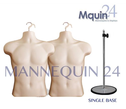 2 Flesh Male Torso Mannequin Forms +1 Stand +2 Hangers Man&#039;s Clothing&#039;s Display