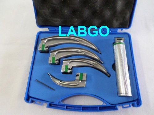 Conventional laryngoscope kit set of 4 blades &amp; handle in case  labgo 317 for sale