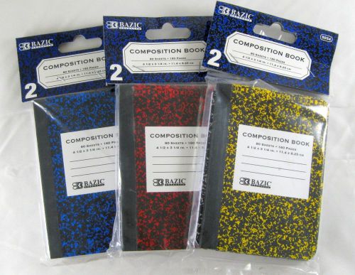 3 pk bazic mini marble composition book 4.5 x 3.25 inch (2 per pack) for sale