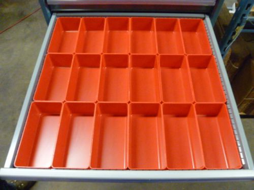 24 4&#034;x8&#034;x3&#034; Red Plastic Boxes fit Lista Vidmar Toolbox Organizers Bins Dividers