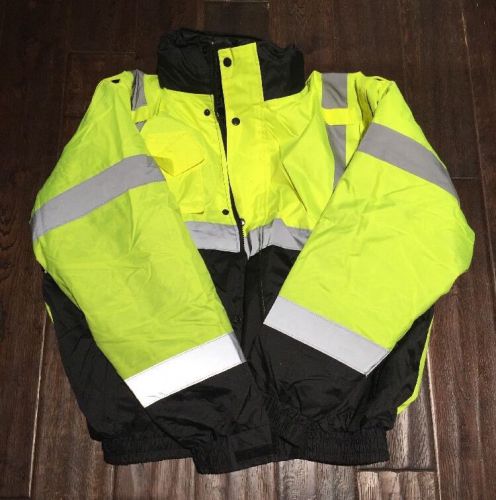 DiamondHigh Visibility ANSI Class 3 Level 2 Jacket with Zipout liner, Size Large