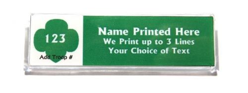 Trefoil Green Custom Name Tag Badge ID Pin Magnet for Girl Scouts Junior Leader